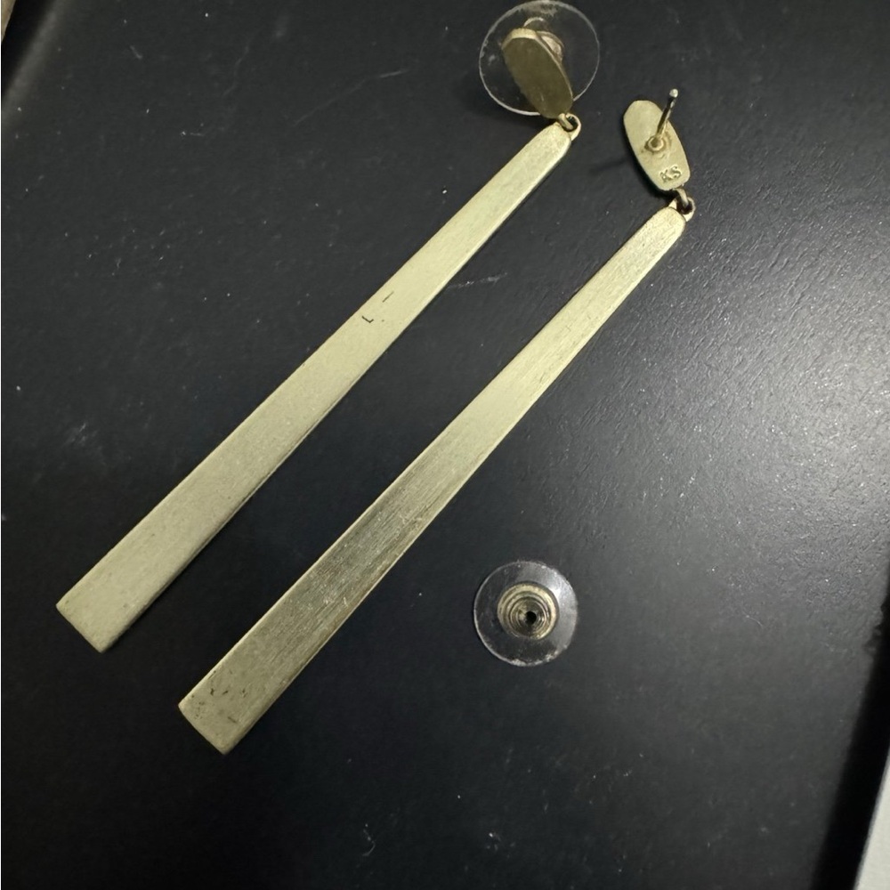 Gold Long Bar Earrings